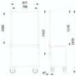 fetra Hygieneschutzwand für Transportwagen, Höhe x Breite 1410 x 910 mm Technische Zeichnung 1 S