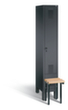 C+P Umkleideschrank Evolo mit vorgebauter Sitzbank + 1 Abteil, Abteilbreite 300 mm Standard 2 S
