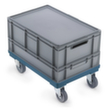 Raja Transportroller für Euonormbehälter mit offenem Winkelrahmen, Traglast 300 kg, Polypropylen-Bereifung Milieu 1 S