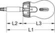 KS Tools 1/4" 6 in 1 Mini-Ratschen-Schraubendreher Technische Zeichnung 1 S