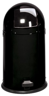 Tretabfallbehälter mit Klappdeckel aus Edelstahl, 33 l, schwarz