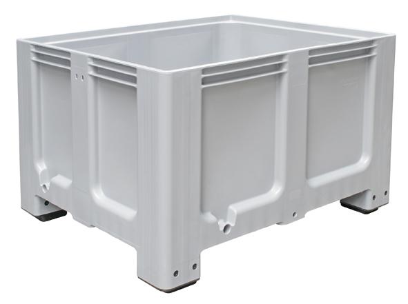 Großbehälter für Kühlhäuser, Inhalt 610 l, grau, 4 Füße Standard 1 ZOOM