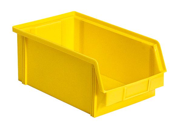 Stapelbarer Sichtlagerkasten Classic mit großer Griffmulde, gelb, Tiefe 350 mm Standard 1 ZOOM