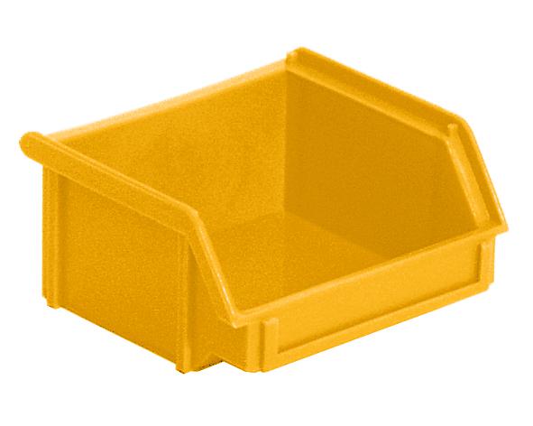 Stapelbarer Sichtlagerkasten Classic mit großer Griffmulde, gelb, Tiefe 95 mm Standard 1 ZOOM