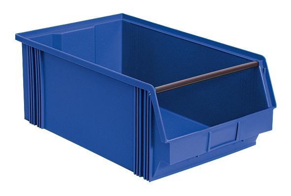 Stapelbarer Sichtlagerkasten Classic mit großer Griffmulde, blau, Tiefe 510 mm Standard 1 ZOOM