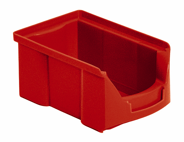 Stapelbarer Sichtlagerkasten Futura mit tiefer Eingrifföffnung, rot, Tiefe 170 mm Standard 1 ZOOM