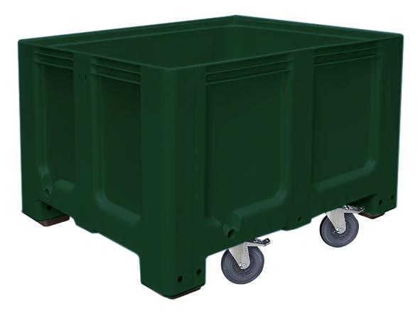Großbehälter für Kühlhäuser, Inhalt 610 l, grün, 4 Lenkrollen Standard 1 ZOOM