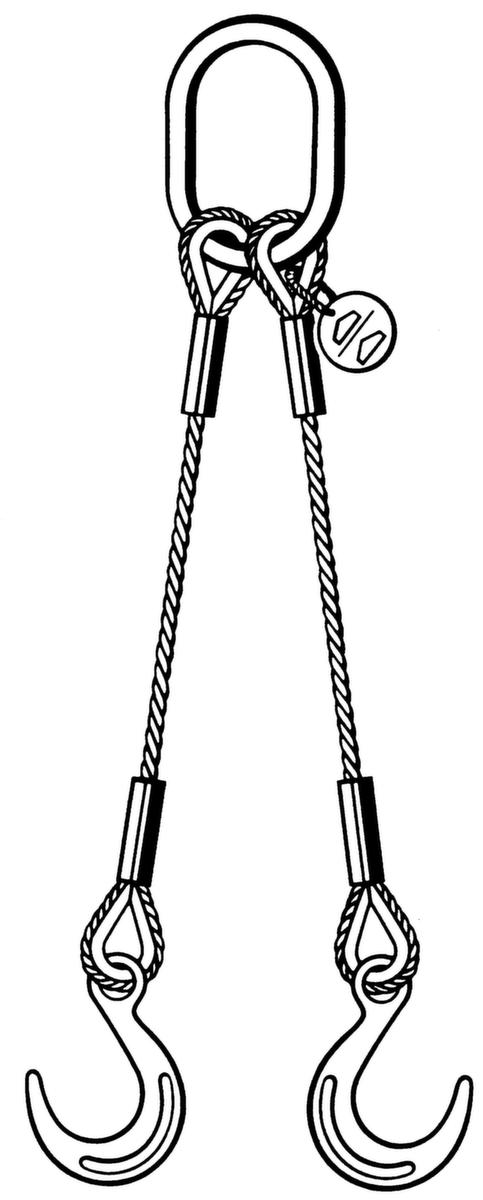 Seilgeschirr, 1450 kg, mit Weitmaulhaken Technische Zeichnung 1 ZOOM