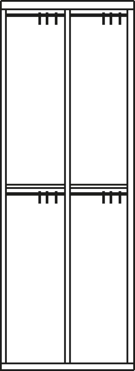 PAVOY Umkleideschrank Basis lichtgrau mit Sitzbank + 2x2 Abteile, Abteilbreite 400 mm Technische Zeichnung 1 ZOOM