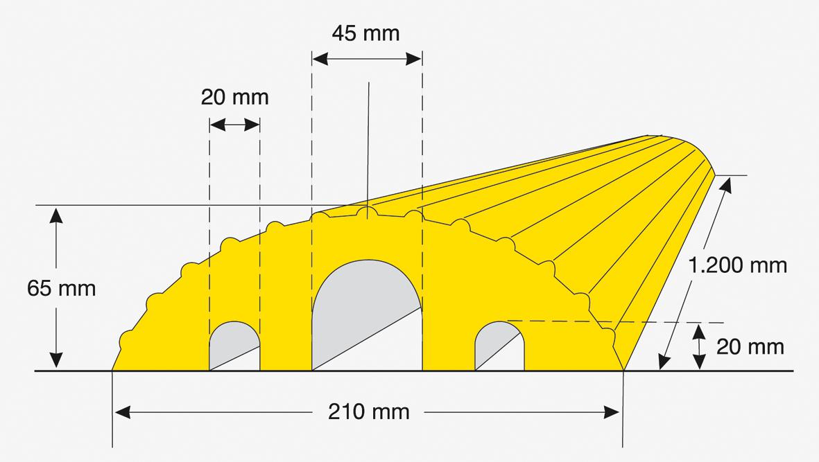 Moravia Schmale Kabelbrücke MORION, Breite 1200 mm, gelb Technische Zeichnung 1 ZOOM