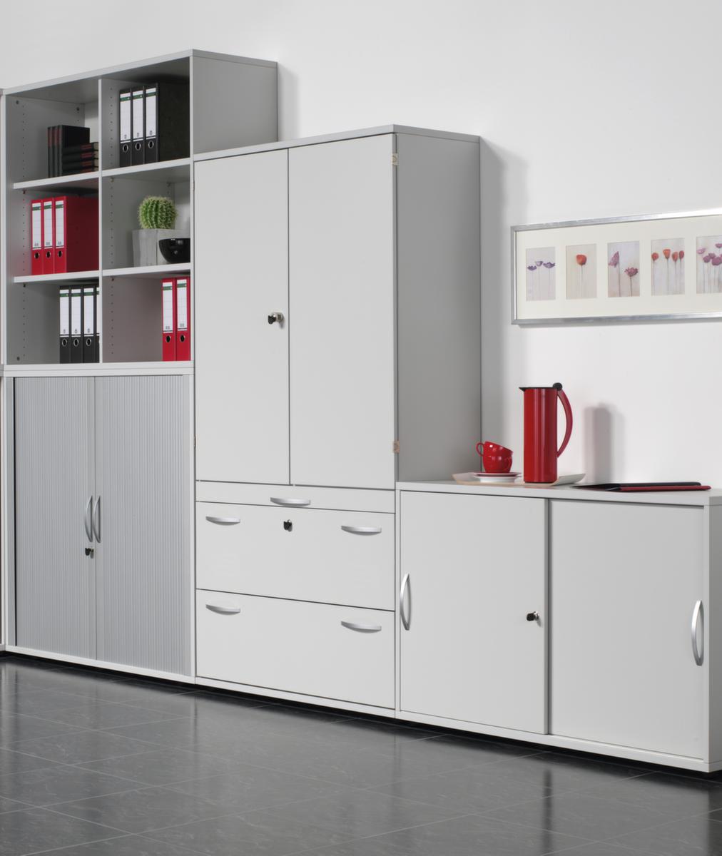 Gera Schiebetürenschrank 80x42,5x72cm - Weiß Mit 2 Ordnerhöhen