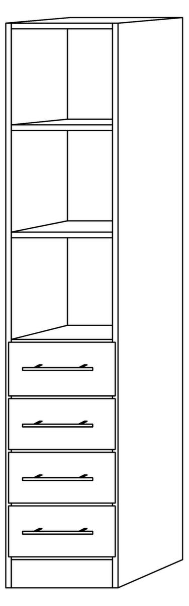 Kombiregal Sina mit Schubladen, 3 Regalfächer, Breite 406 mm, Buche/Buche Technische Zeichnung 1 ZOOM