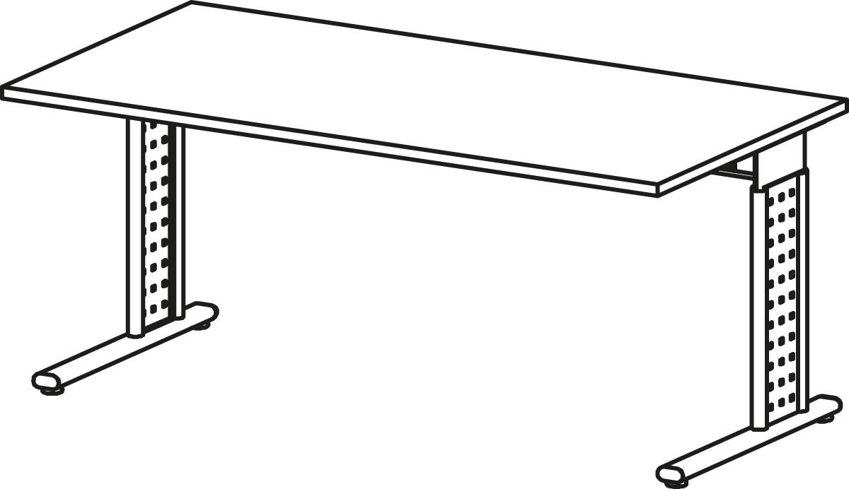Gera Höhenverstellbarer Schreibtisch Milano mit C-Fußgestell Technische Zeichnung 1 ZOOM