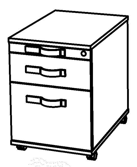 Rollcontainer Up and Down mit HR-Auszug, 1 Schublade(n), Buche/Buche Technische Zeichnung 1 ZOOM