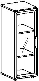 Gera Glastürenschrank Milano, 3 Ordnerhöhen, Korpus Buche Technische Zeichnung 1 ZOOM