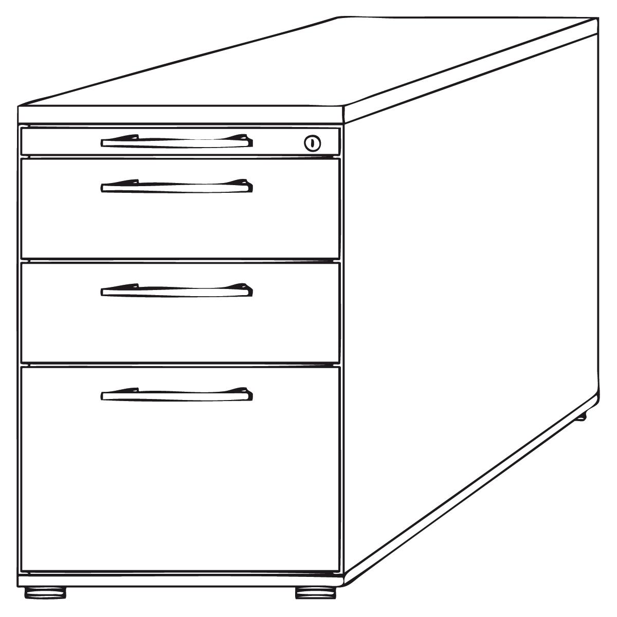 Standcontainer Solid mit HR-Auszug, 2 Schublade(n), weiß/weiß Technische Zeichnung 1 ZOOM