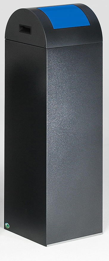 VAR Wertstoffsammler WSG 85 R mit Einwurfklappe, 89 l, antiksilber, Deckel RAL5010 Enzianblau