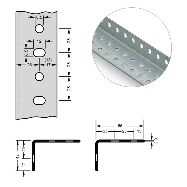hofe Lagerregal Selbstbauprofil, Länge 3 m, mit korrosionsschützender Zinkbeschichtung Technische Zeichnung 1 ZOOM