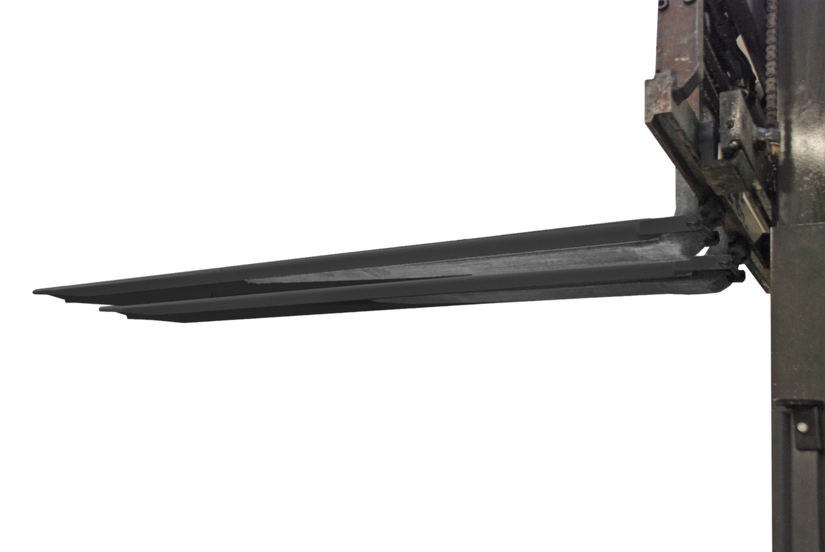Bauer Gabelverlängerung mit offener Unterseite, RAL7021 Schwarzgrau, für Zinkenquerschnitt Höhe x Breite 50 x 125 mm