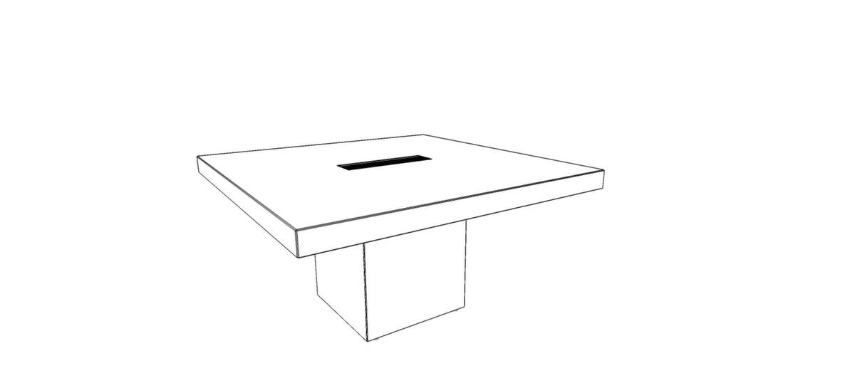 Quadrifoglio Konferenztisch T45 mit kubischem Gestell, Breite x Tiefe 1400 x 1400 mm, Platte Ulme Technische Zeichnung 1 ZOOM