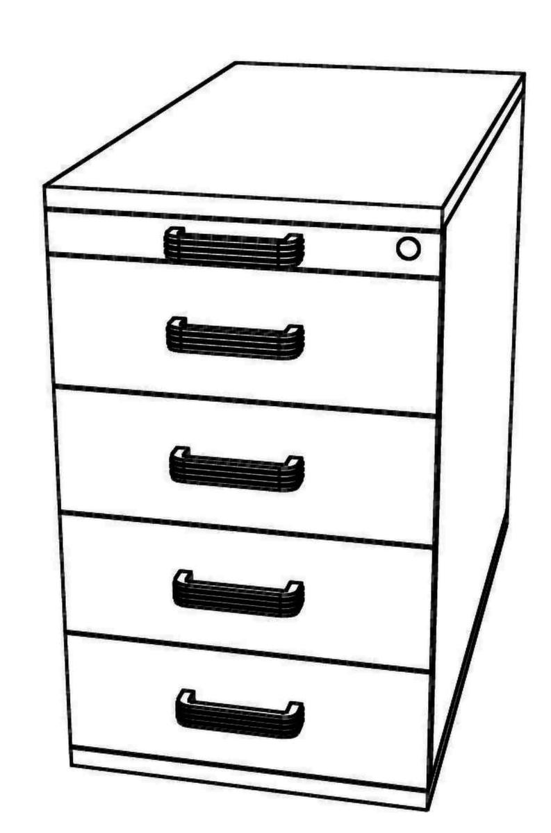 Standcontainer Chef mit HR-Auszug, 4 Schublade(n), weiß/weiß Technische Zeichnung 1 ZOOM