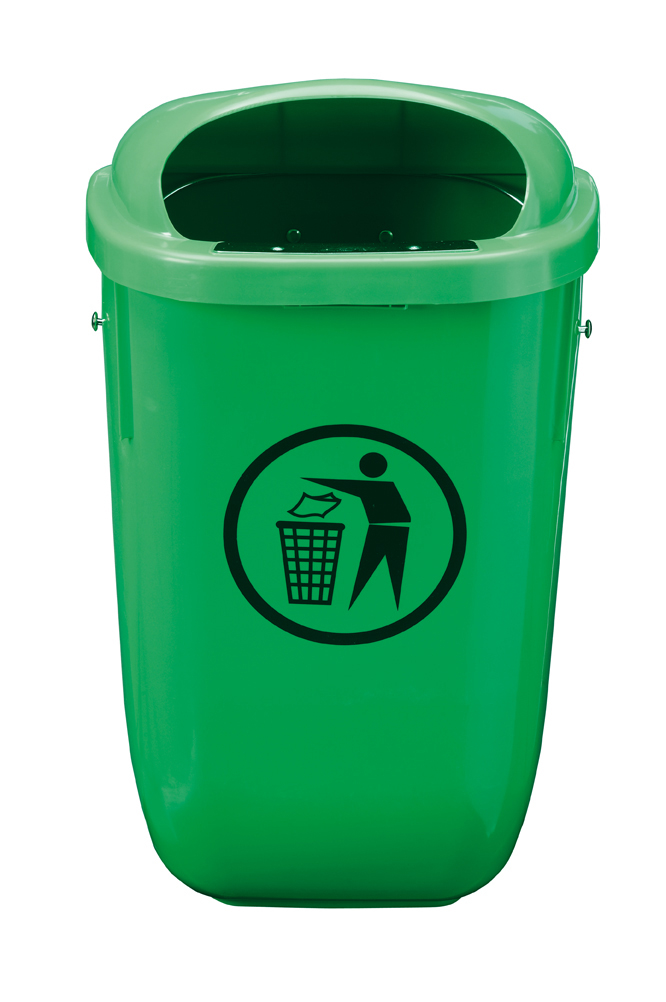 Abfallbehälter Classic, 50 l, Zur Wand- oder Pfostenmontage, grün Standard 1 ZOOM