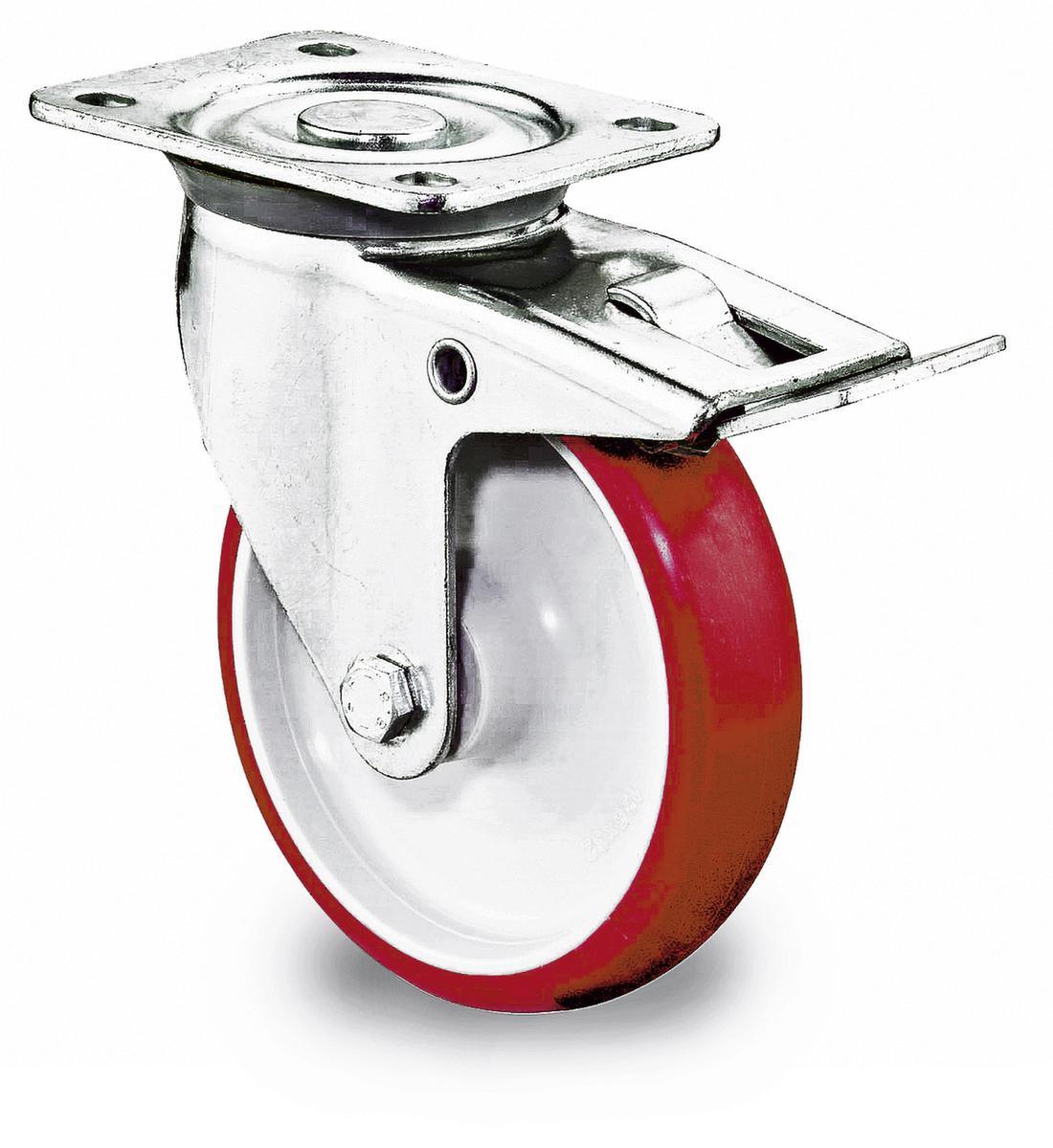BS-ROLLEN Polyurethan-Rad mit Stahlblechgehäuse und Kunststofffelge, Traglast 125 kg, Polyurethan-Bereifung Standard 1 ZOOM