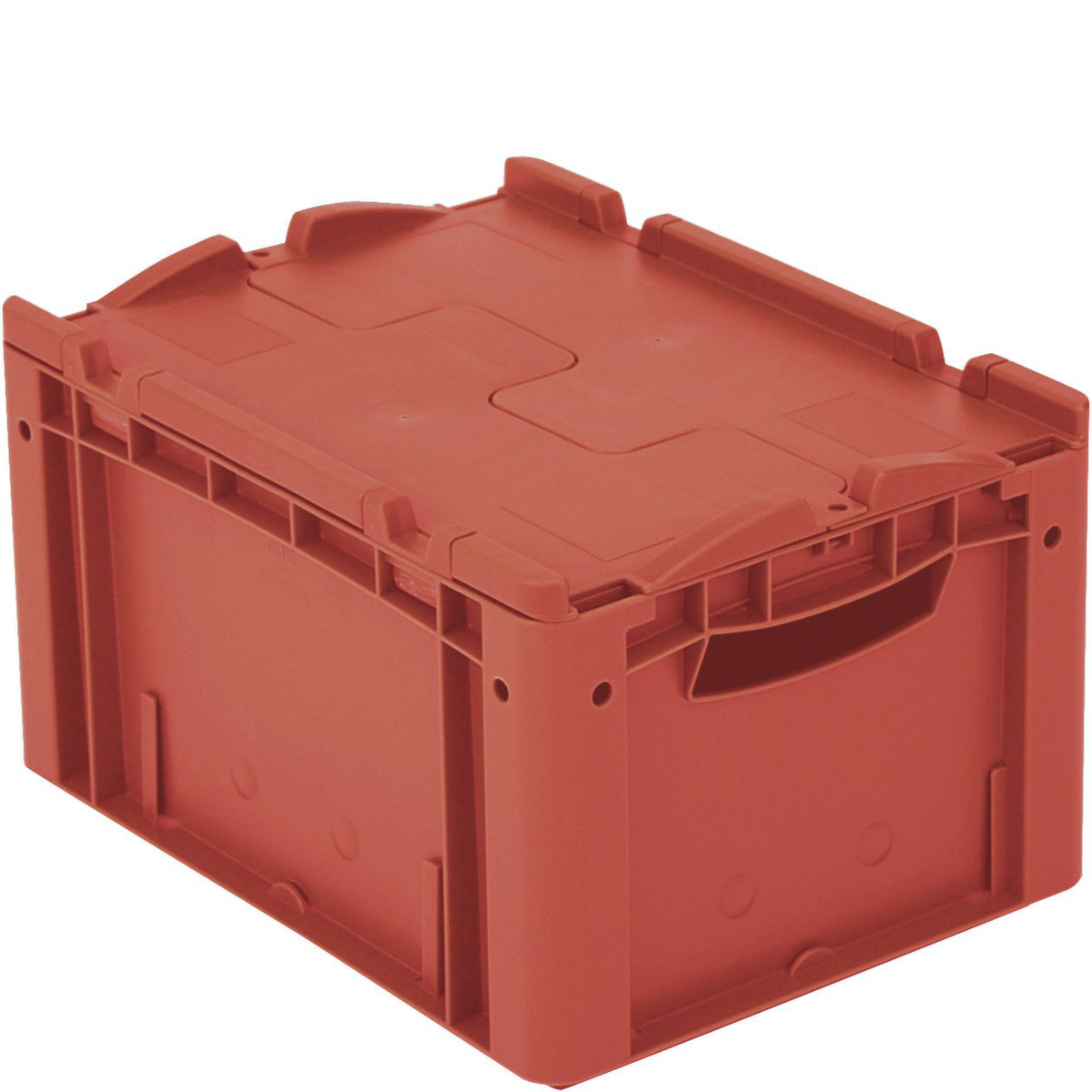 Euronorm-Stapelbehälter, rot, Inhalt 20 l, Zweiteiliger Scharnierdeckel Standard 2 ZOOM