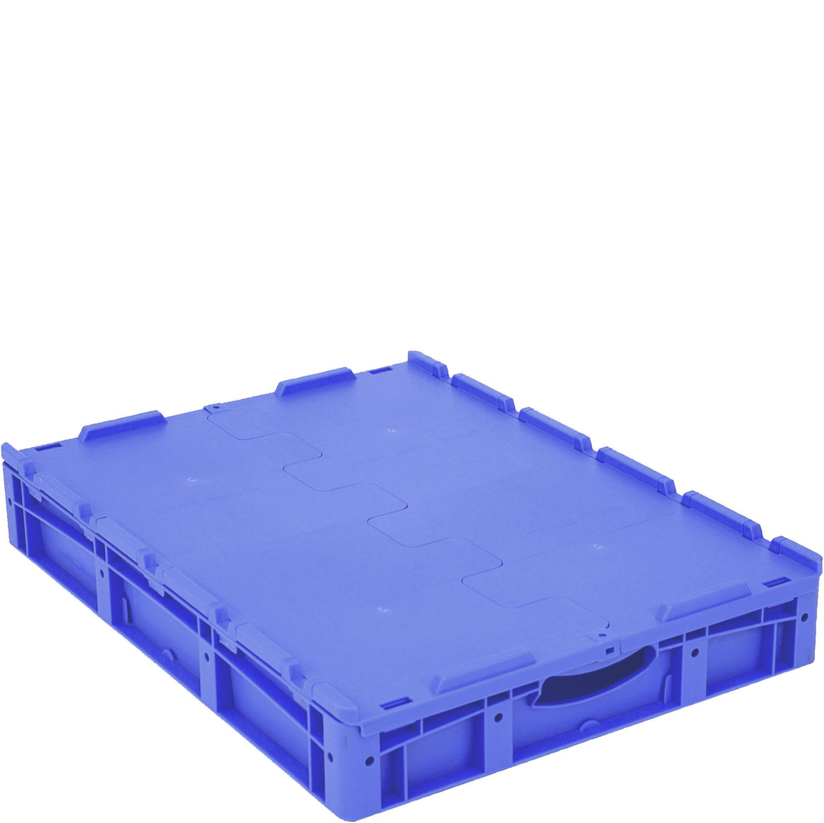 Großvolumiger Euronorm-Stapelbehälter, blau, Inhalt 43 l, Scharnierdeckel Standard 2 ZOOM