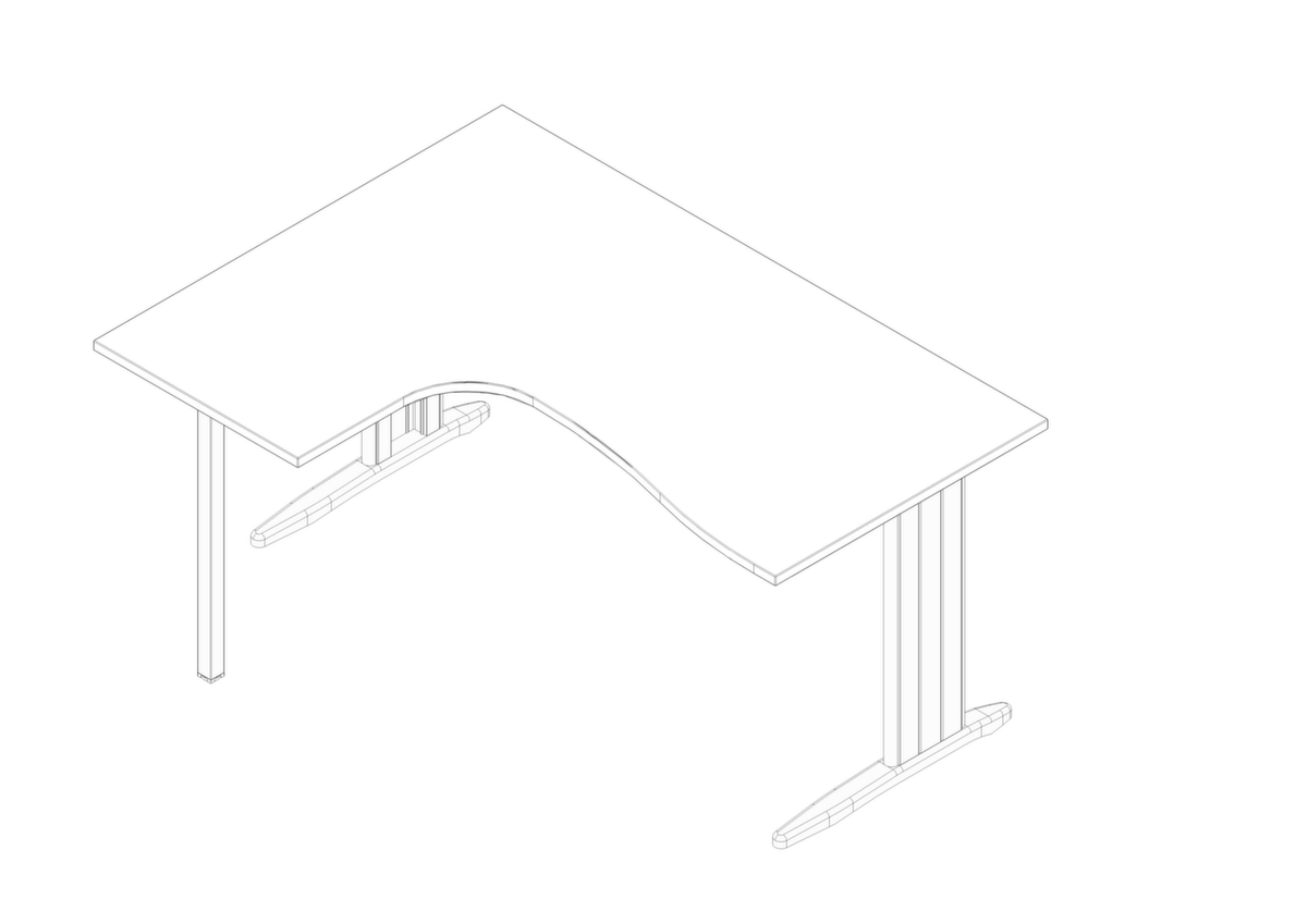 Quadrifoglio Winkel-Schreibtisch Practika, C-Fußgestell, Breite 1600 mm, weiß/weiß