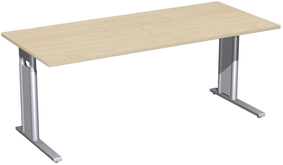 Gera Höhenverstellbarer Schreibtisch Pro mit C-Fußgestell in silber