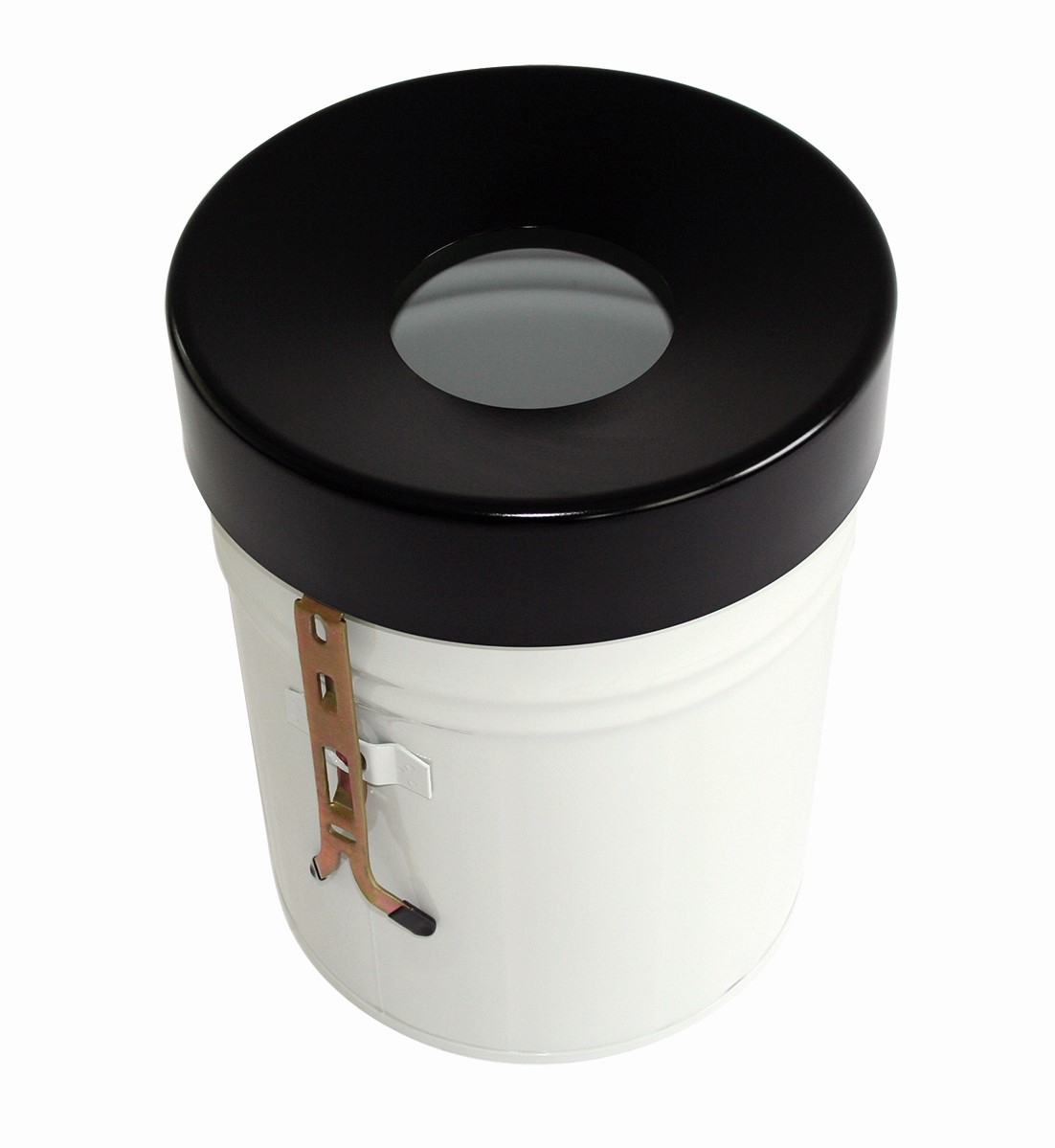 Selbstlöschender Abfallbehälter FIRE EX zur Wandbefestigung, 16 l, weiß, Kopfteil schwarz Standard 1 ZOOM