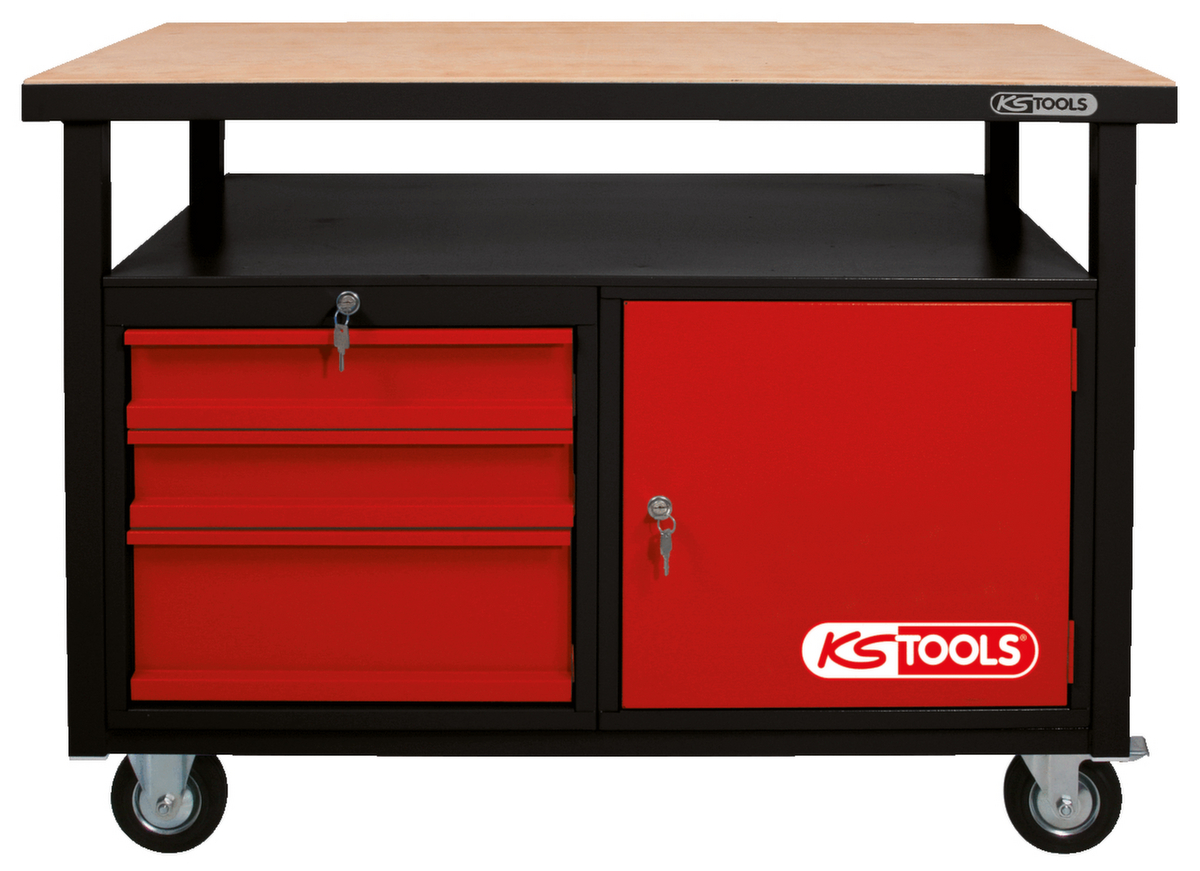 KS Tools Fahrbare Werkbank mit 3 Schubladen und 1 Tür