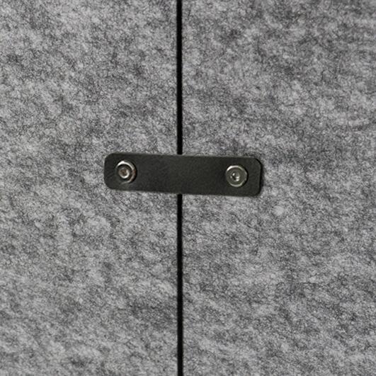 Rahmenlose Akustikstellwand Aufstellwinkel verstellbar, Höhe x Breite 1800 x 1000 mm, Wand grau meliert Detail 1 ZOOM