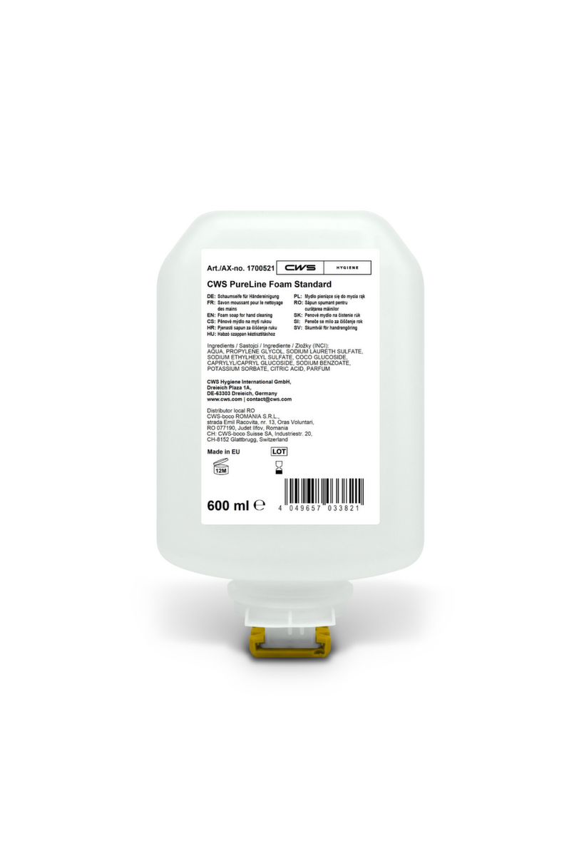 CWS Schaumseife PureLine Foam Standard, 0,6 l, Feuchtigkeitsspendend und dermatologisch getestet Standard 1 ZOOM
