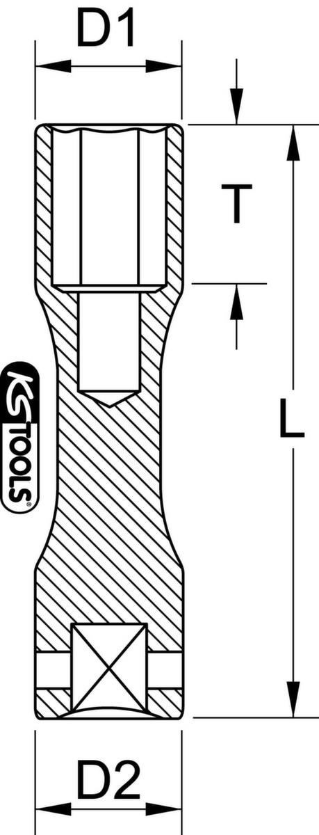 KS Tools 1/2" Alu-Felgen Kraft-Stecknuss Technische Zeichnung 1 ZOOM