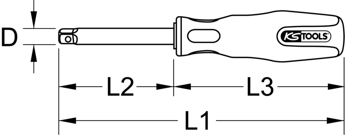 KS Tools 1/4" Vierkant-Schraubendreher Technische Zeichnung 1 ZOOM