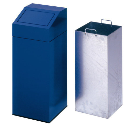 Collecteur de recyclage étiquette autocollante incl., 76 l, RAL5010 bleu gentiane, couvercle bleu