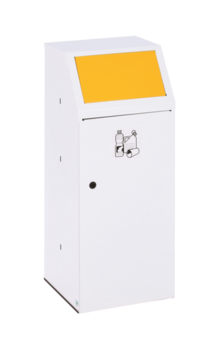 VAR Collecteur de déchets recyclables avec porte d'entrée, 69 l, RAL9016 blanc signalisation, couvercle jaune