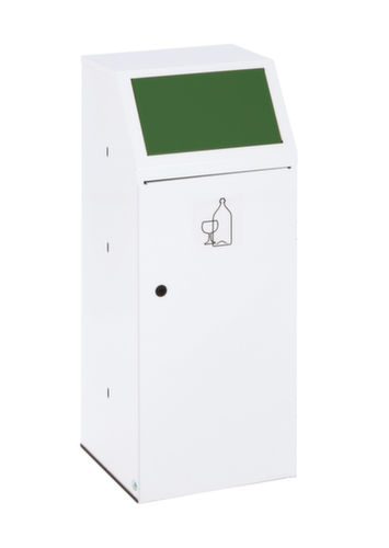 VAR Collecteur de déchets recyclables avec porte d'entrée, 69 l, RAL9016 blanc signalisation, couvercle vert  L