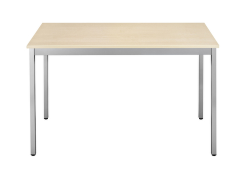 Table polyvalente rectangulaire en tube carré, largeur x profondeur 1600 x 800 mm, panneau érable