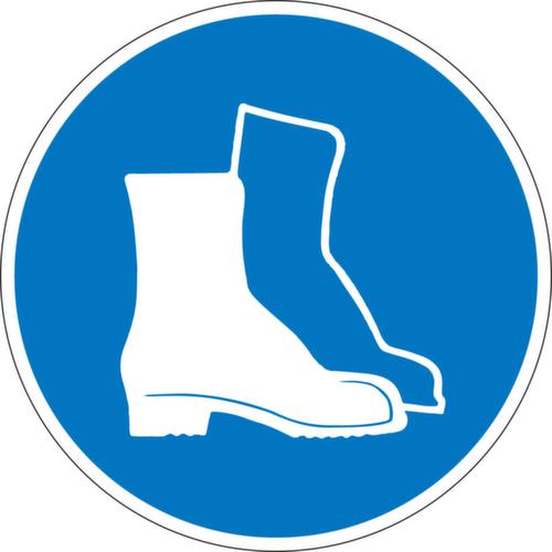 Panneau d'obligation Utiliser un protège-pieds, étiquette  L