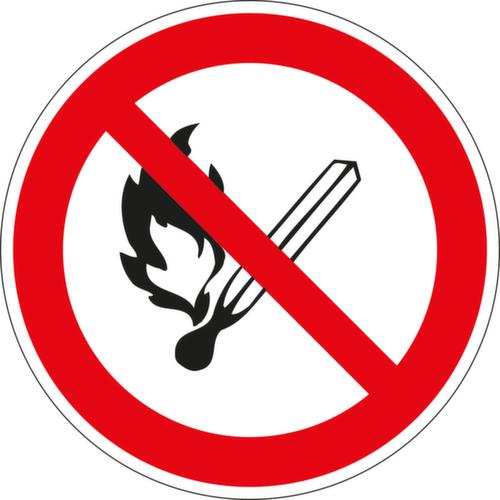 Signe d'interdiction SafetyMarking® Pas de flamme nue, étiquette, à longue postluminescence  L