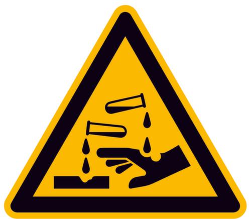 Panneau d'avertissement substances caustiques, panneau d'information  L