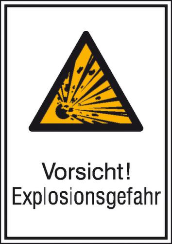Signe de combinaison d'avertissement "Attention ! Risque d'explosion"., étiquette  L