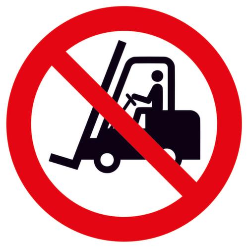 Panneau d'interdiction interdit aux véhicules de manutention, étiquette, Standard  L