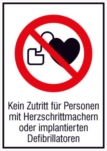 Panneau d'interdiction « Interdit aux personnes porteuses d'un stimulateur cardiaque », étiquette, Standard  L