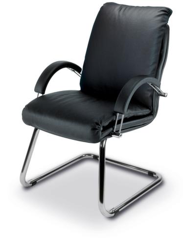 Nowy Styl Chaise cantilever avec accoudoirs, assise cuir, noir  L