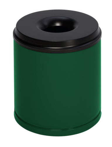 VAR Corbeille à papier avec tête étouffoir, 30 l, RAL6001 vert émeraude, partie supérieure noir  L