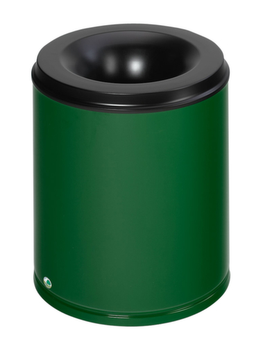 VAR Corbeille à papier avec tête étouffoir, 80 l, RAL6001 vert émeraude, partie supérieure noir  L